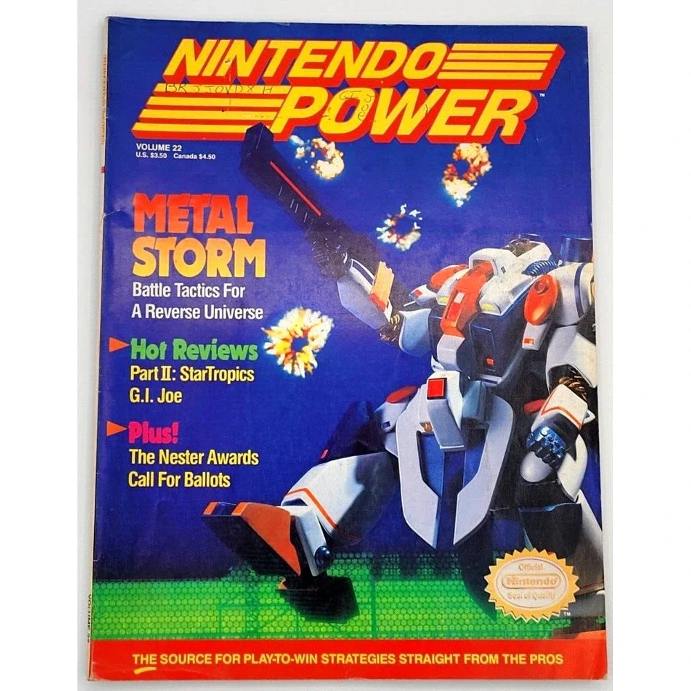 NINTENDO POWER MAGAZINE VOL. 22 '91 METAL STORM G.I. JOE WRITING ON COVER‎